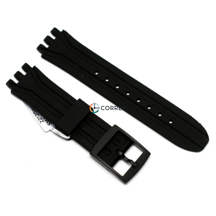 Каучуковый ремешок для часов Swatch Mister Chrono черный RKS-003 - 6
